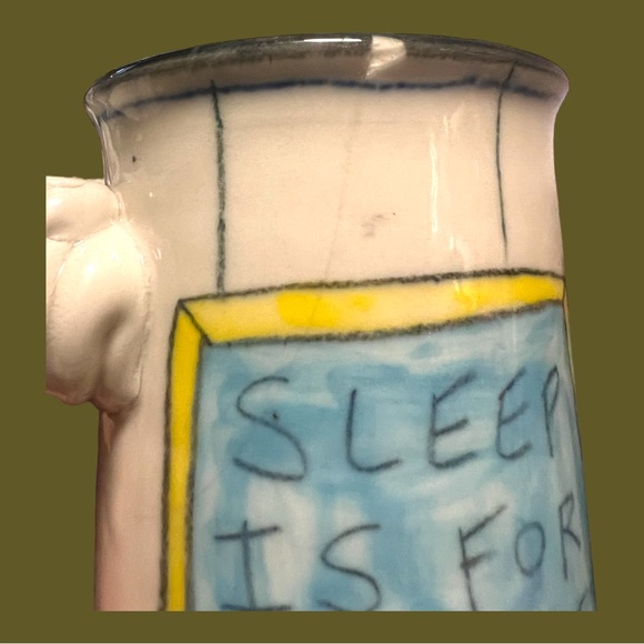 Tom Edwards Pottery  Sleep Is For Wimps Woman Coffee Tea Mug Caffeine Cup (Chip) - Picture 12 of 12
